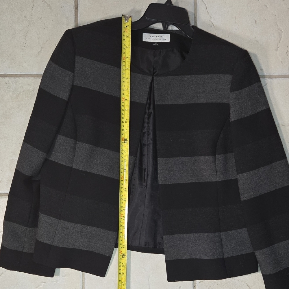 Tahari Women's Striped Suit Jacket - Black and Gray - Picture 5 of 7